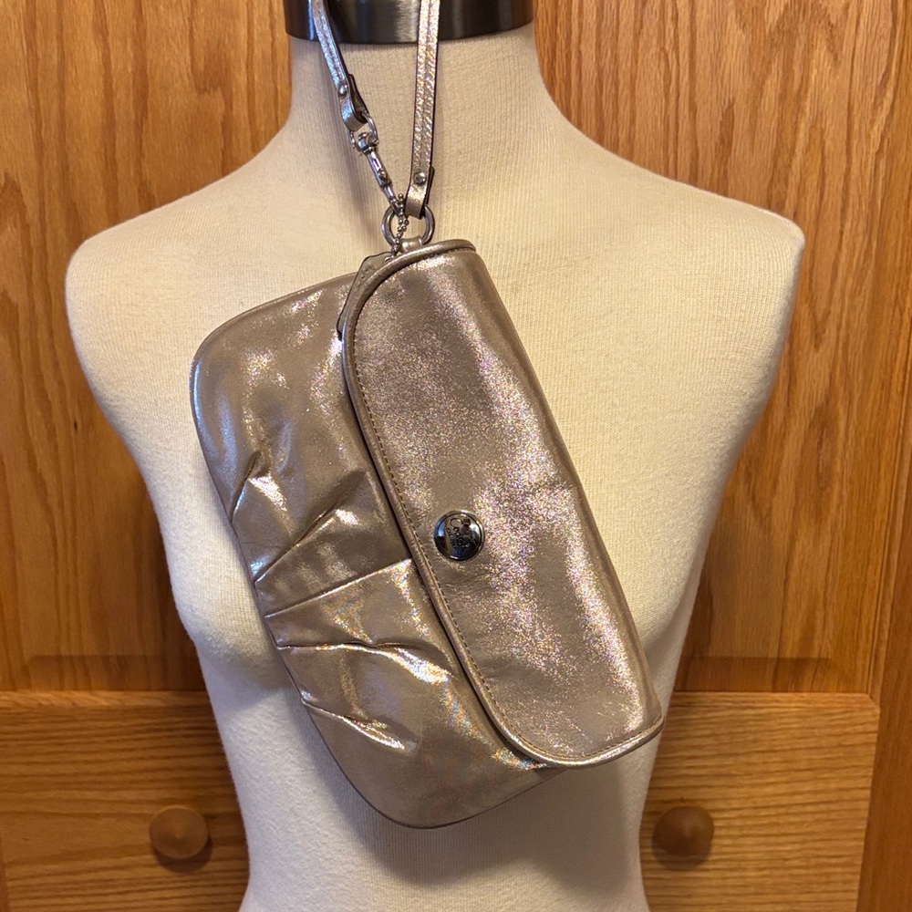 Metallic Pewter WRIST Bag with Strap